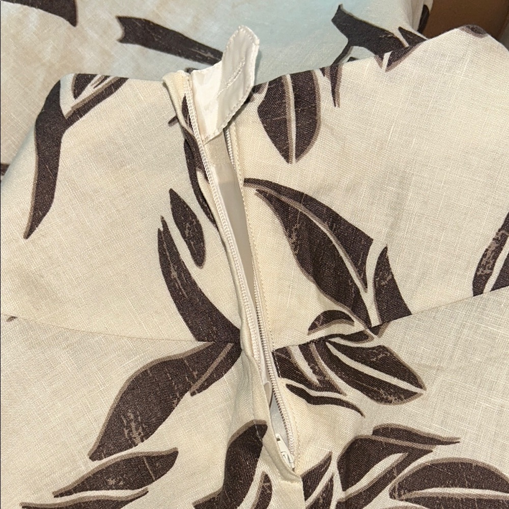 🤎 H&M Brown & Ivory Leaf Print Lined Linen A-Line Skirt Women’s Size 6 - Picture 11 of 16